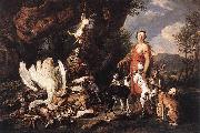 FYT, Jan Diana with Her Hunting Dogs beside Kill  dfg Germany oil painting artist